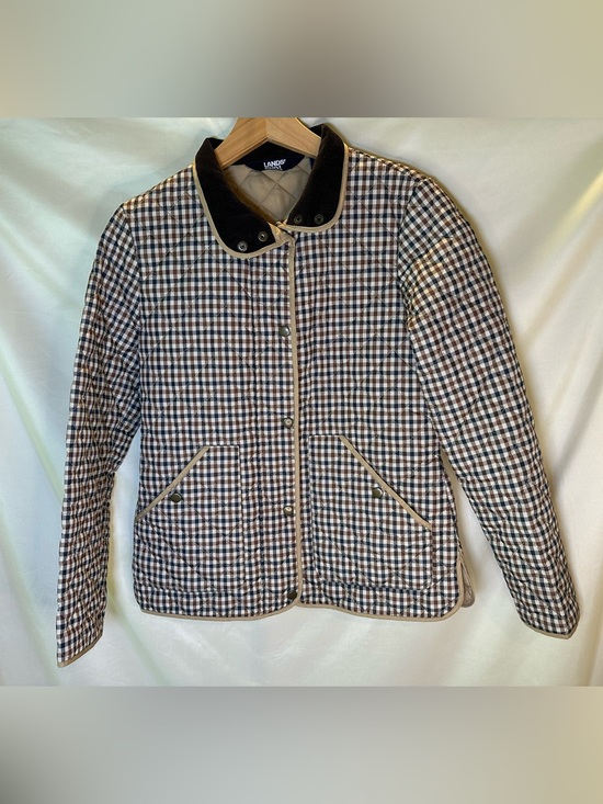 Lands' End Jackets & Blazers - Lands' End Women's Quilted Plaid Utility barb Jacket in Brown & Cream fall